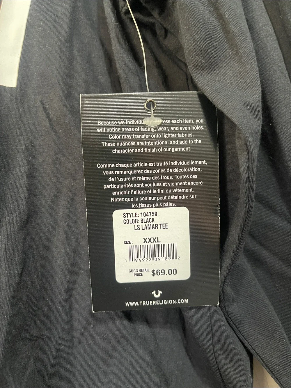 Men’s True Religion - Black Long Sleeve Tee